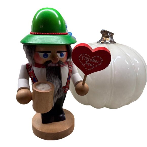 Steinbach Chubby Troll Oktoberfest Nutcracker Fall Table Top Decor Germany #306 - Picture 1 of 12